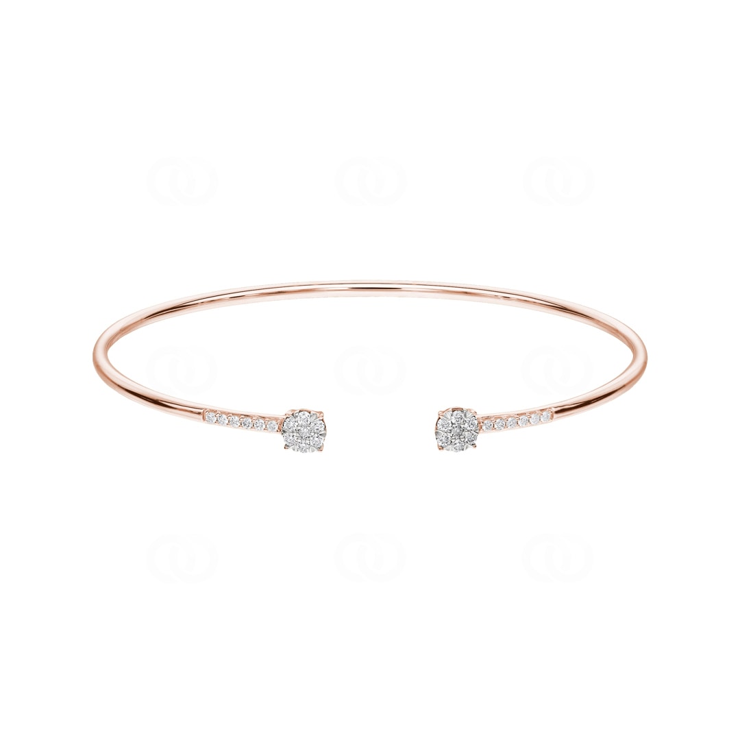 Bracelet Jonc Femme avec Zircone - Acier Inoxydable Couleur Or Rose