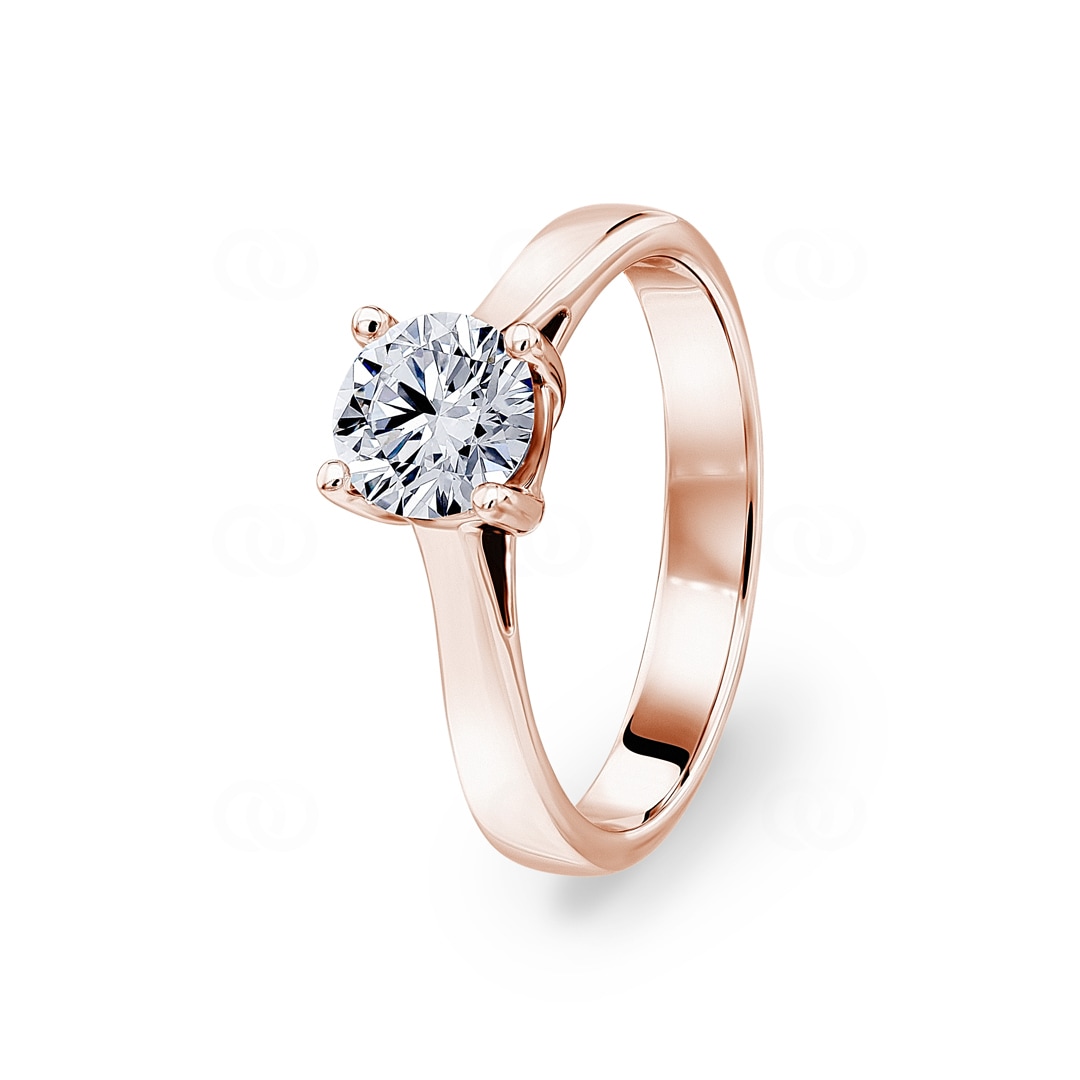 18 Carats Bague Fiancaille Or Rose Diamant Carats Diamant GIA