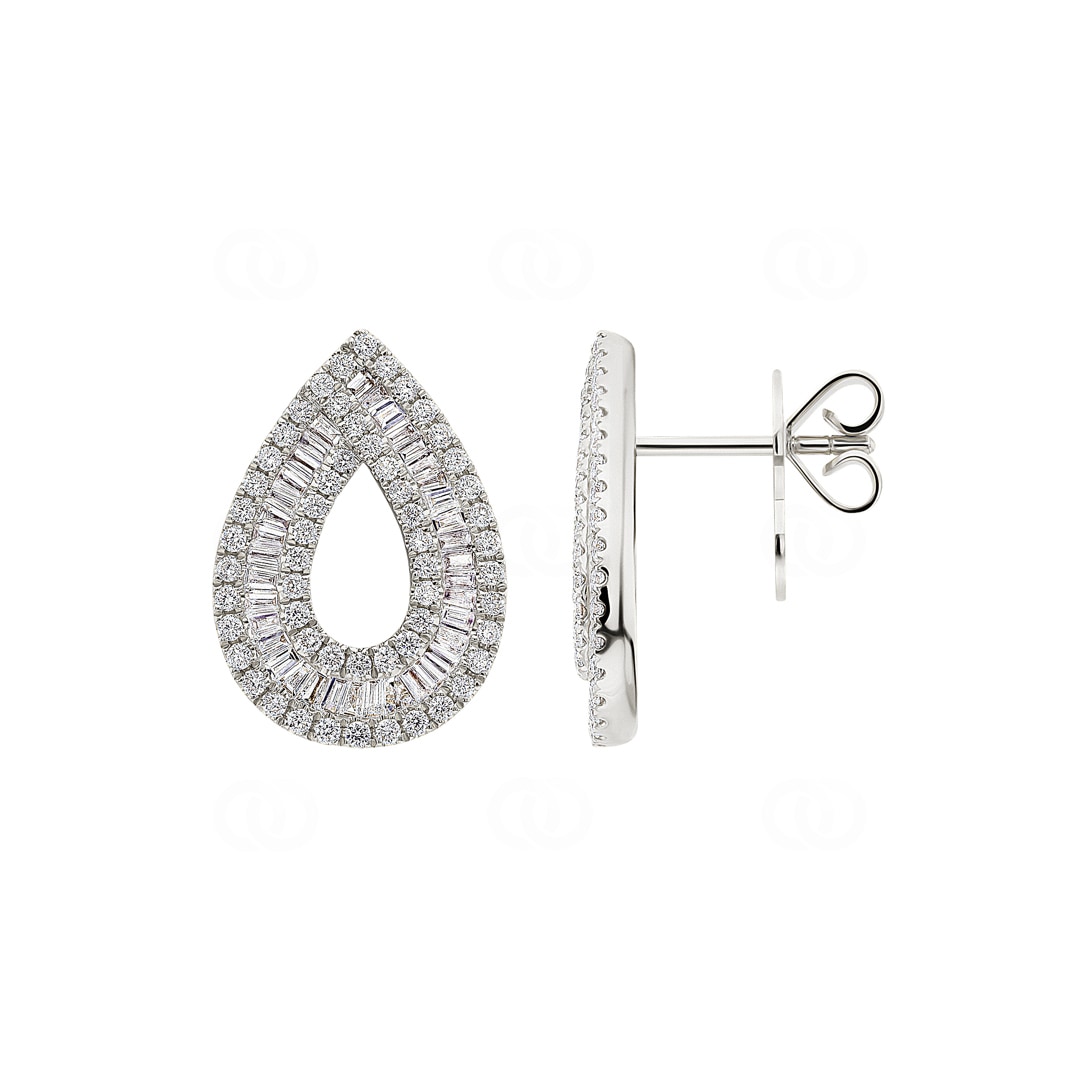 Boucles D'Oreilles En Or Gris 750 (18 Carats) Avec Diamants 0.35 Carats - Occasion Remises à Neuf