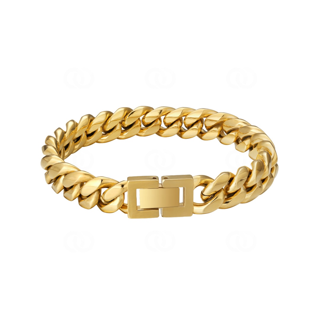 AR0007-G-10MM 10mm Cuban Link Curb Bracelet Gold plated