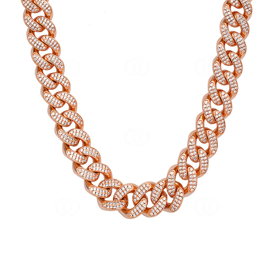 KE0002-R-12MM 12mm Cuban Link Curb Chain Rose Gold plated with