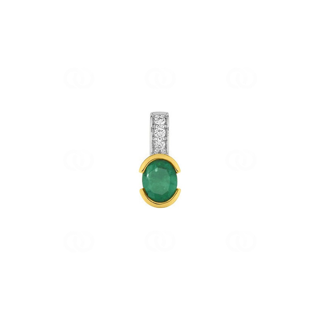 S18.12102 Pendentif or jaune 750 18 ct avec emeraude et diamants 0.02ct
