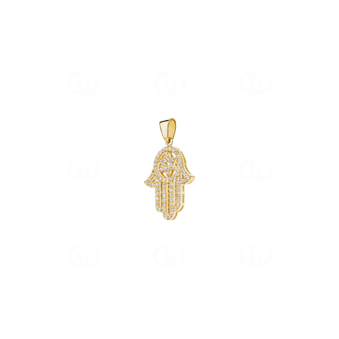 A03GG  Pendentif main de Fatma or jaune 750/18 ct avec diamants 0.45 ct  H/si