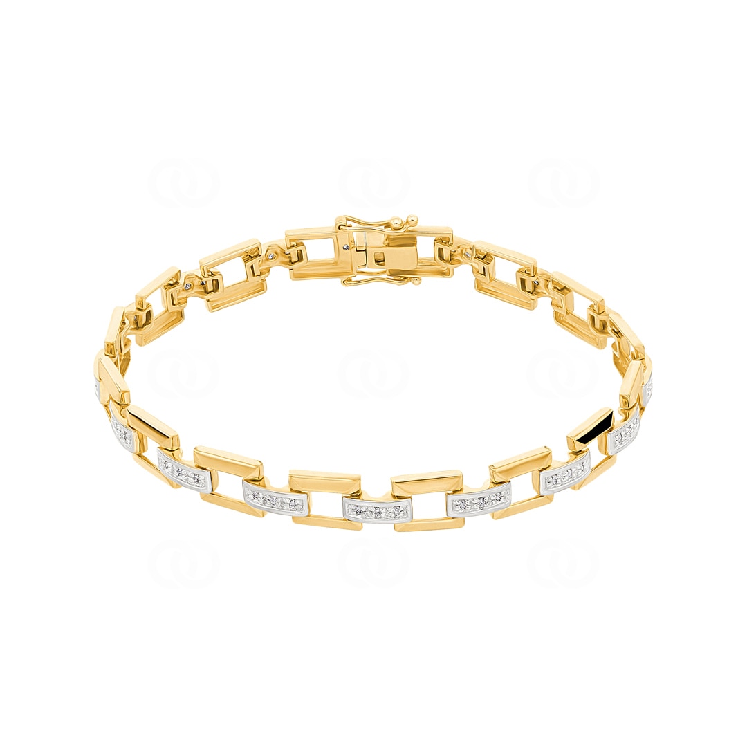 Bracelet En Or Jaune 18 Carats Serti De Diamants Naturels - Bijou Occasion Très Bon État (Sans Marque)