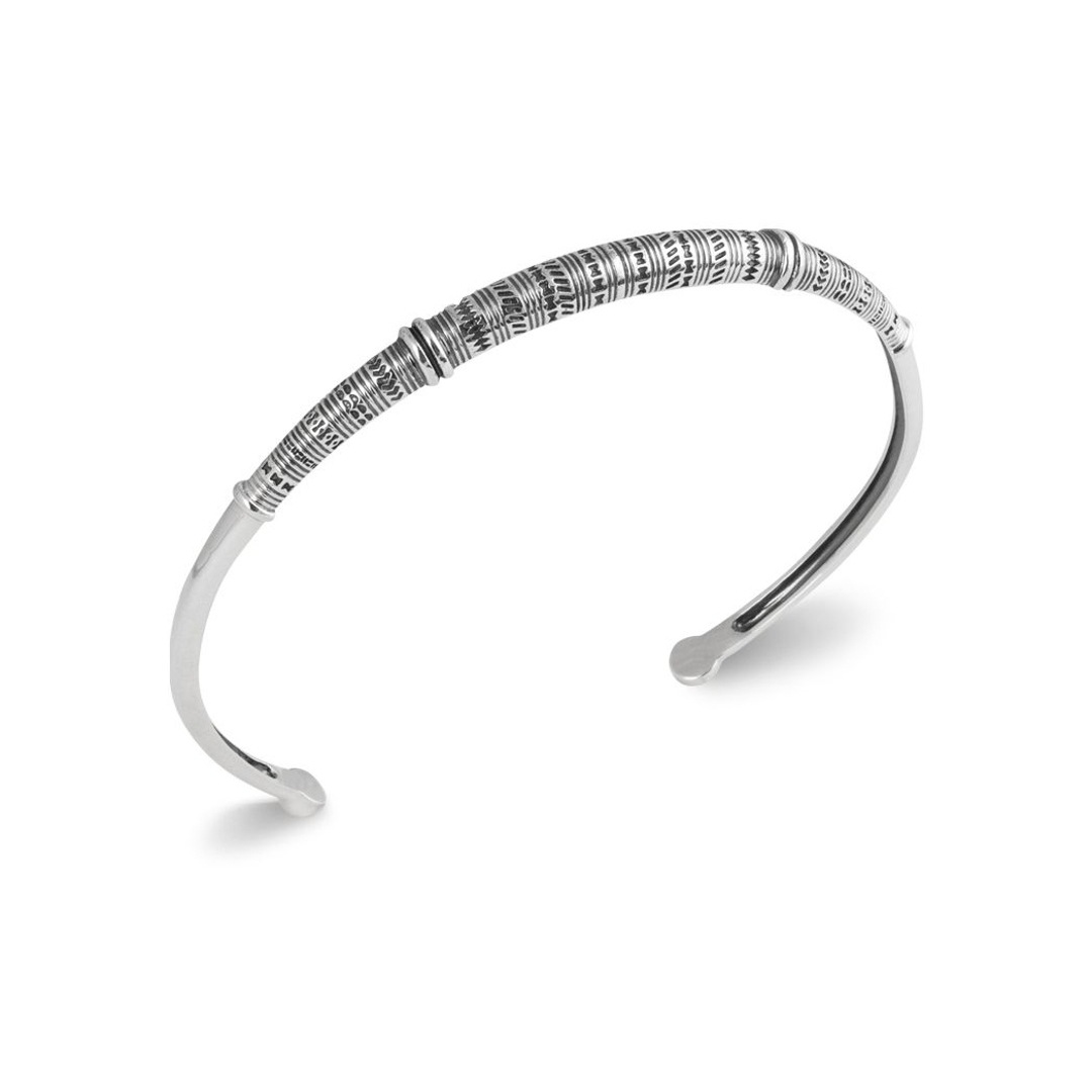 Bracelet Jonc En Argent Massif 925 Vintage - Style élégant Et Intemporel