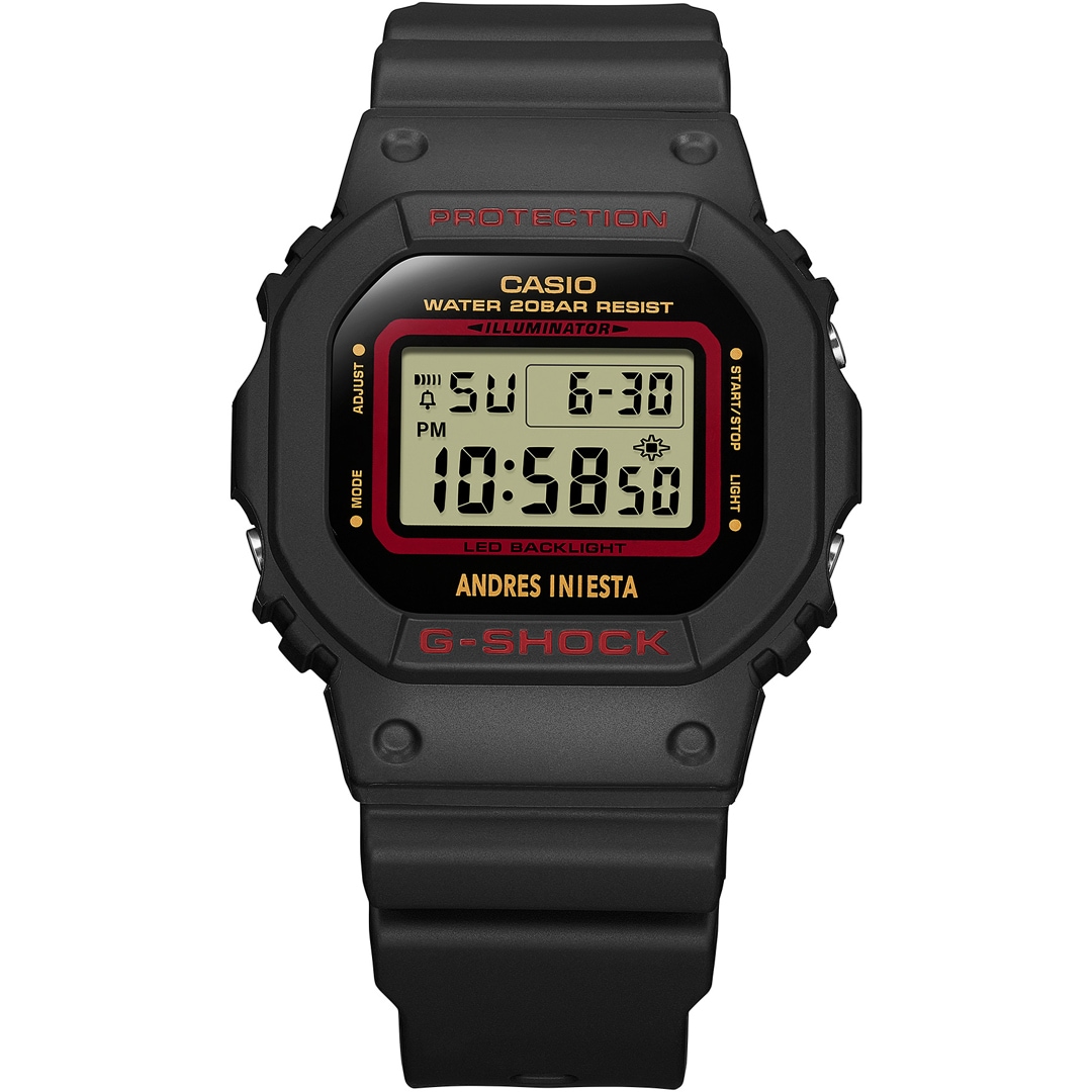 Casio G-Shock DW-5600AI-1ER Andres Iniesta – Orologio Digitale Uomo, Resina Bio, 43 Mm, Impermeabile 20 Bar, Illuminazione Speciale
