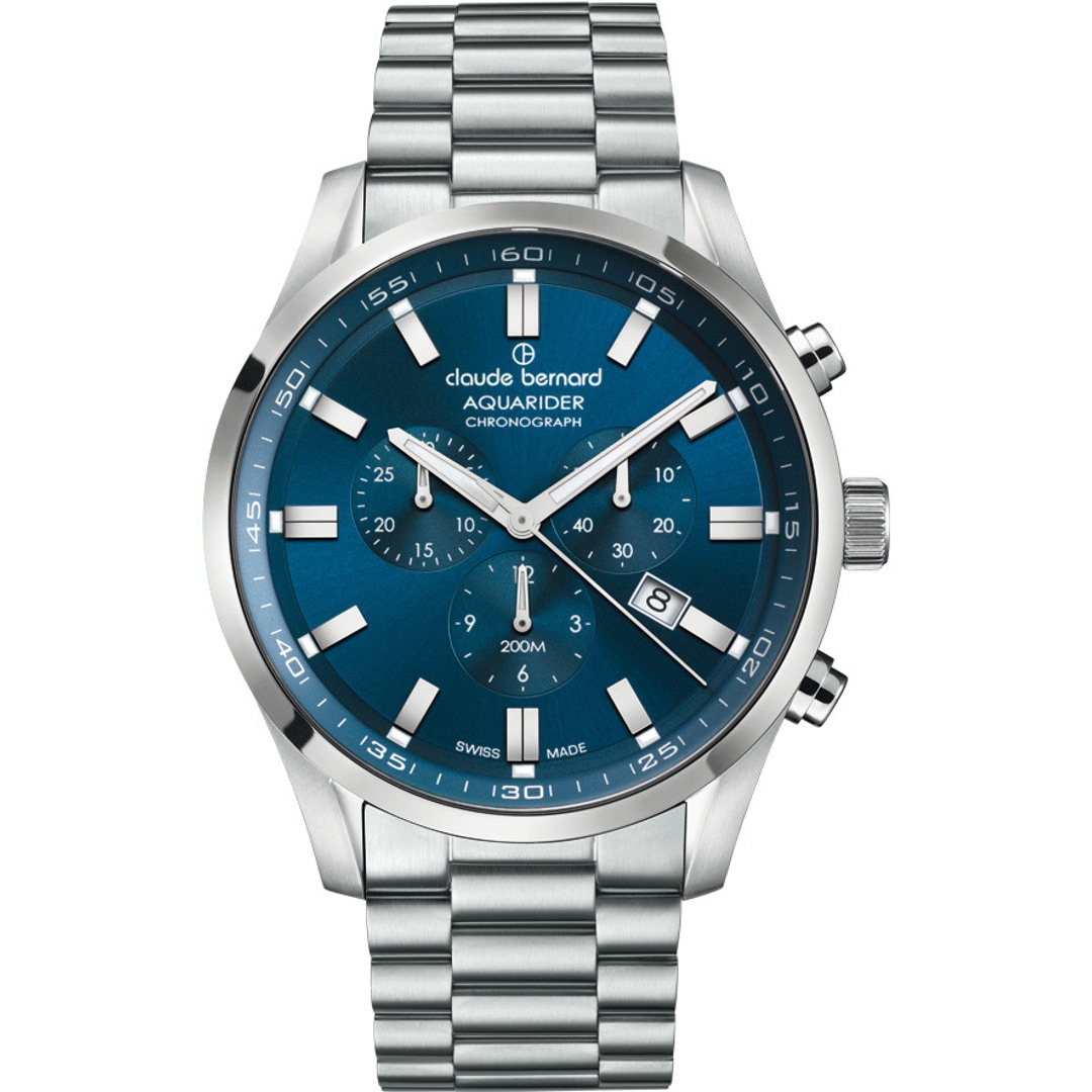 10222 3M BUIN1 Claude Bernard Aquarider Chronograph Silver Blue