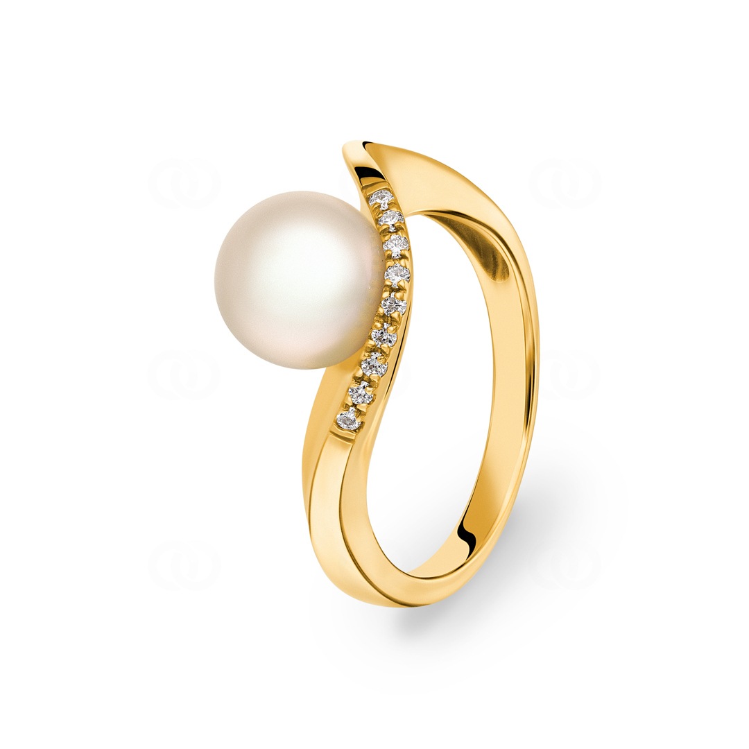 Bague En Or Jaune 18 Carats (750) Avec Une Perle – Taille 56, Un Bijou Classique Et Raffiné