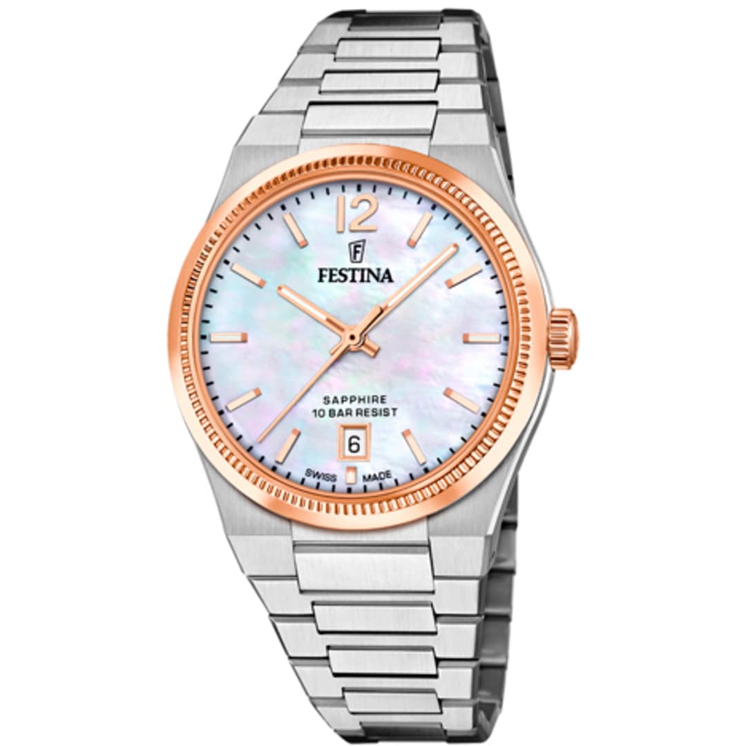 Festina Swiss Rivé Date 35mm Bicolor Perlmutt F20066/1