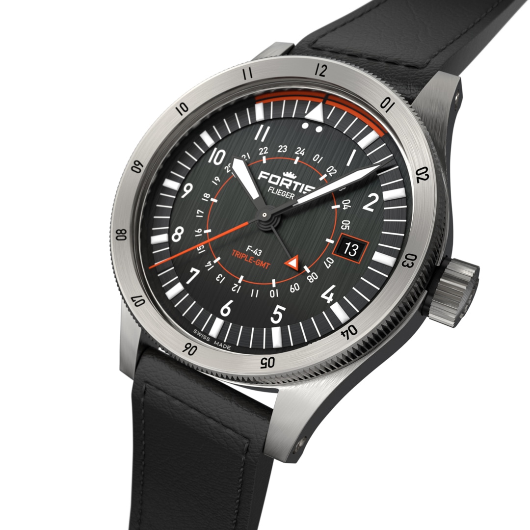 Fortis Flieger F43 Triple GMT Black F4260001