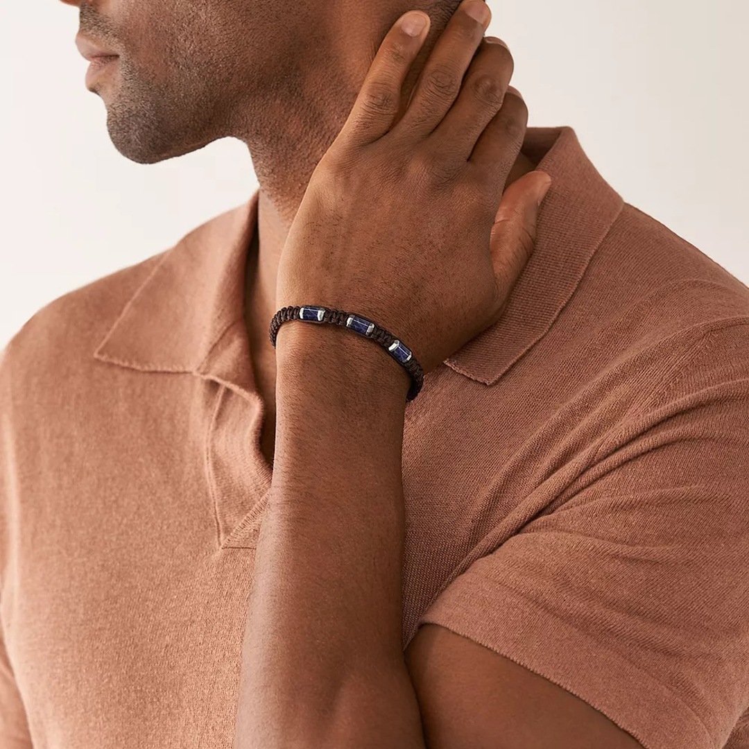 Bracelet FOSSIL Homme Cuir Marron Et Acier Gris - JF04202041