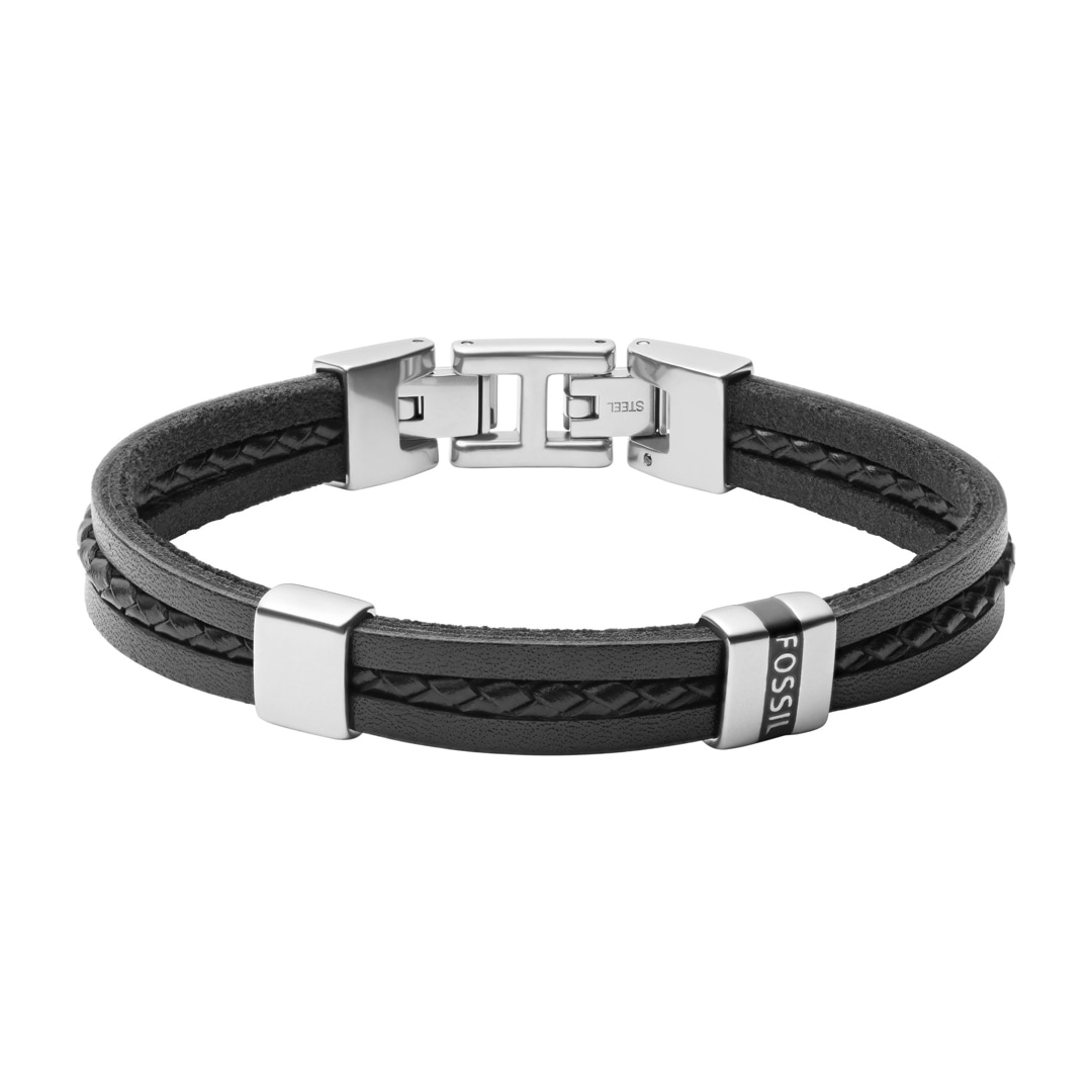 Fossil Vintage Casual armband van leer en halfedelsteen JF03118040