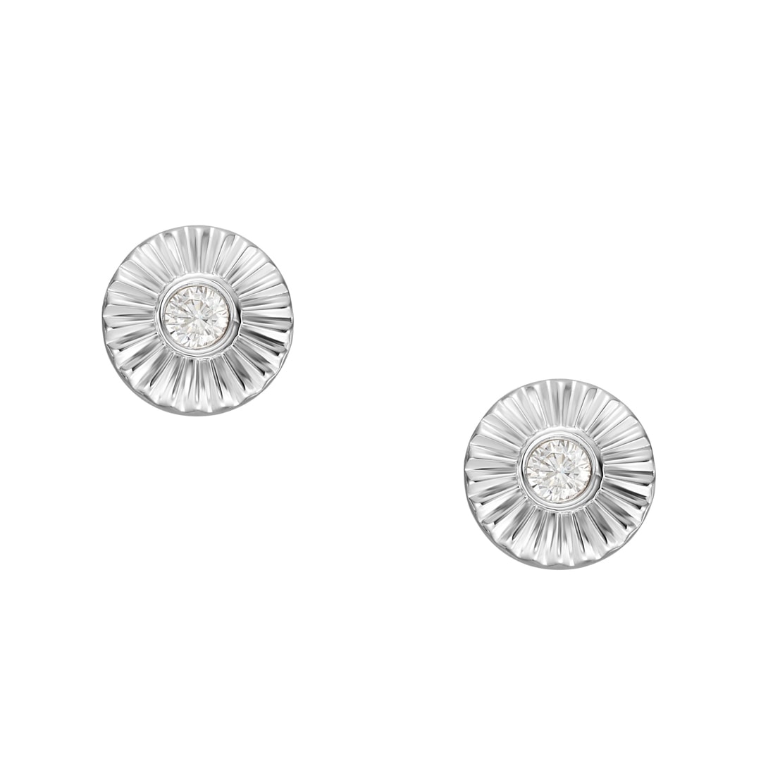 Boucles D'oreilles Clous Argent 925 - Nacre Blanche Fleur 12mm - Neuf Sans Emballage
