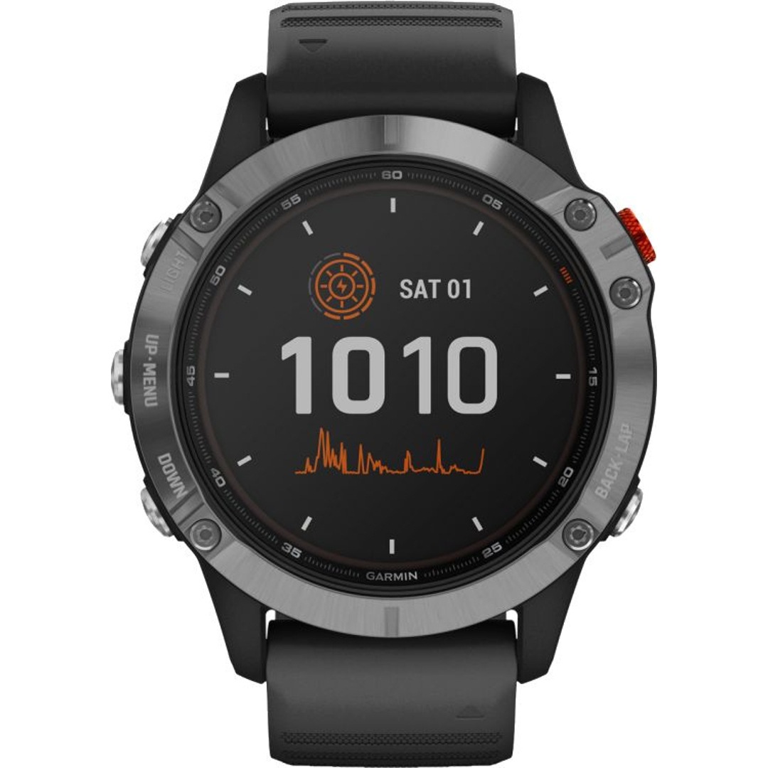 010-02410-00  Garmin Fenix 6 Solar Argent avec bracelet noir