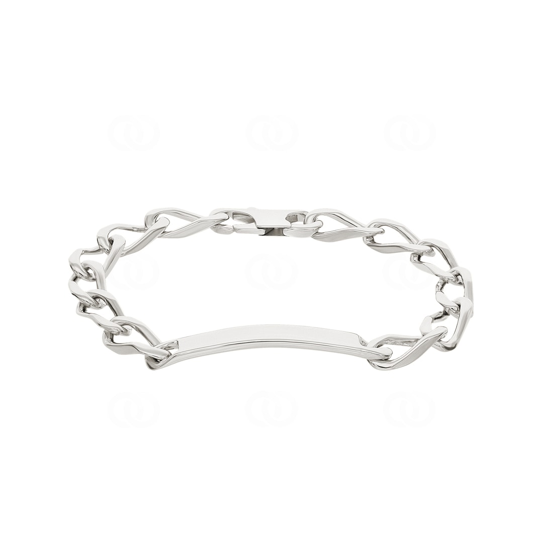 304011  Bracelet cheval 4 faces à graver Argent 925 rhodié 8.0mm