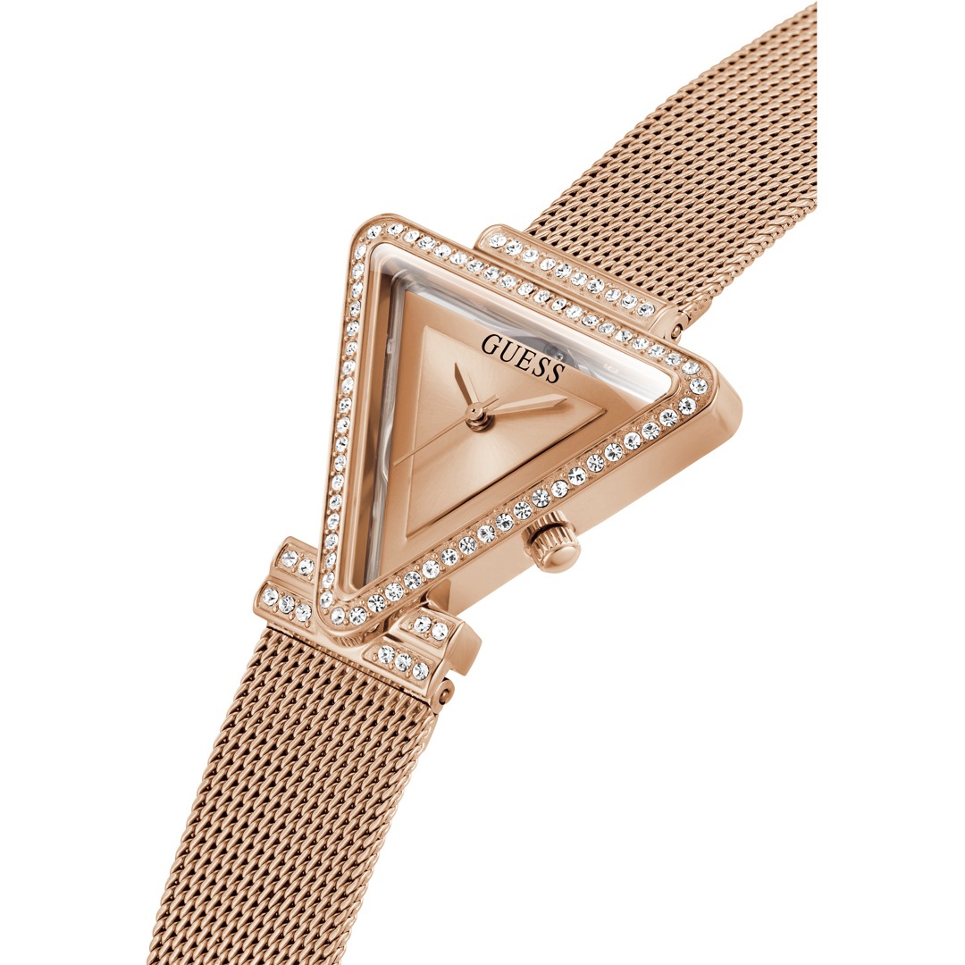Guess Fame Diamonds Rose Gold Dial Rose Gold Mesh Bracelet Watch for Women - GW0508L3