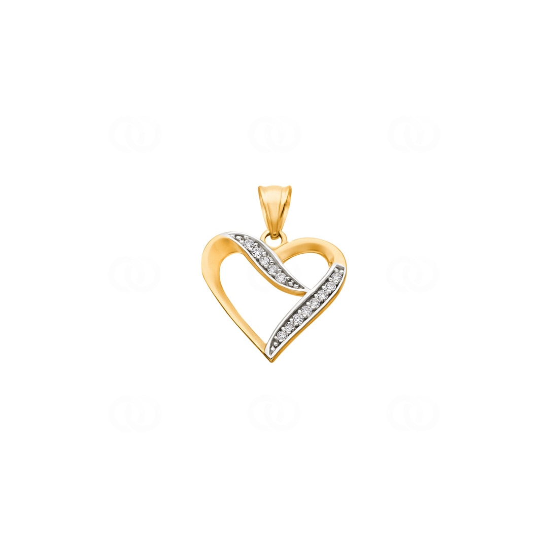 Pendentif Cœur En Or Jaune 18 Carats Avec Zirconium - Occasion (bijou Porté)
