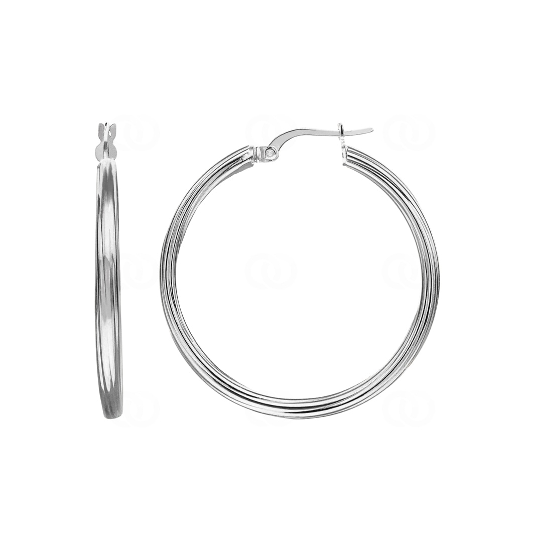 LooptyHoops 14 Karat Gold Kreolen Mit Scharnier – 2,5 Mm Rohr, 15 Mm Länge, Weißgold, Versteckter Schnappverschluss