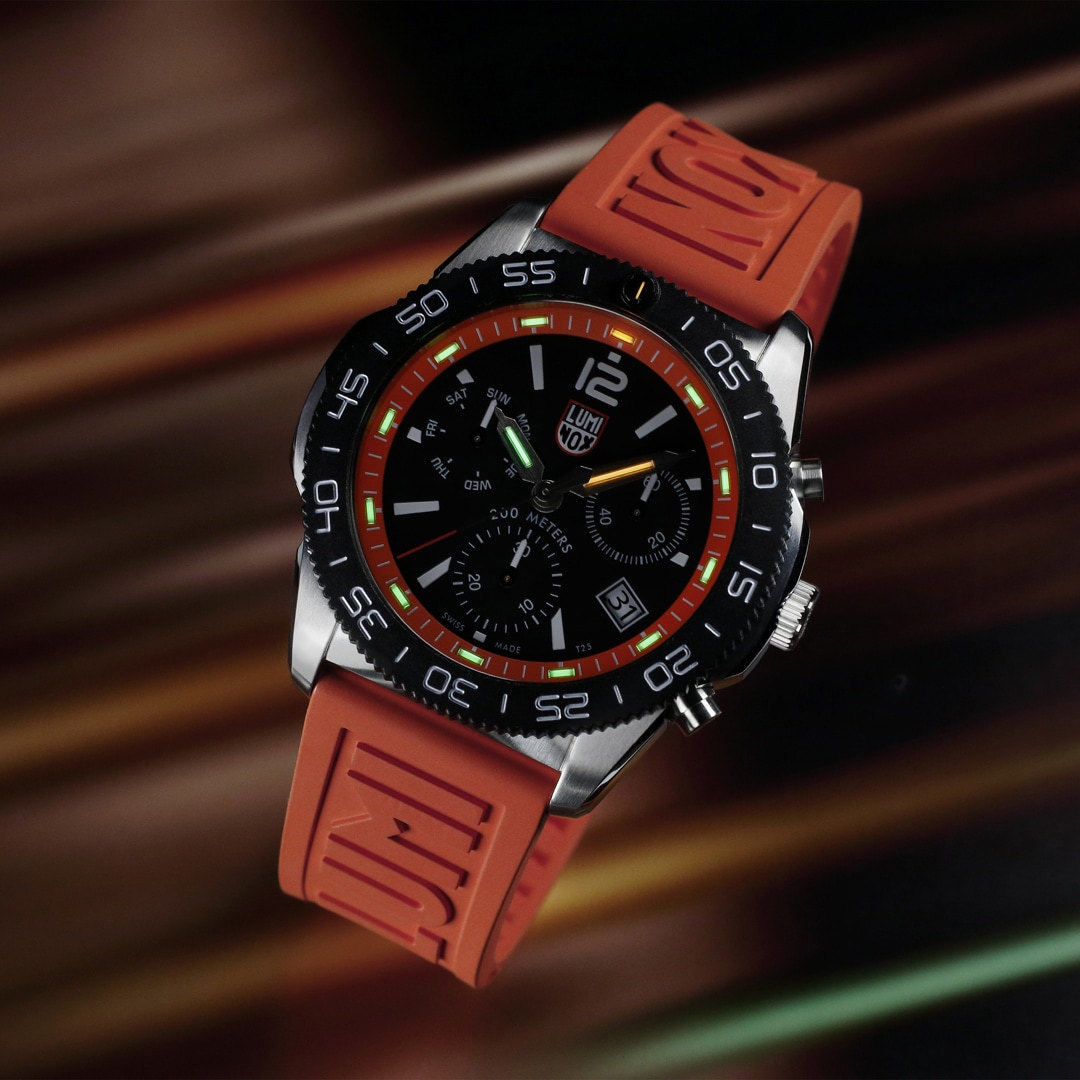 Luminox - Mens Watch - Black Dial Orange Rubber Band - Ronda Z60 Watch (XS. 3149) - Mens Watches - Made in Switzerland | Guatemala