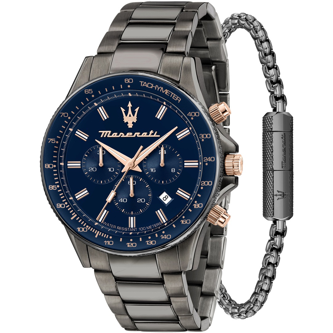 Maserati Herenhorloge Sfida Limited Edition Chronograaf R8873640018 - Zilver 44mm Met Armband
