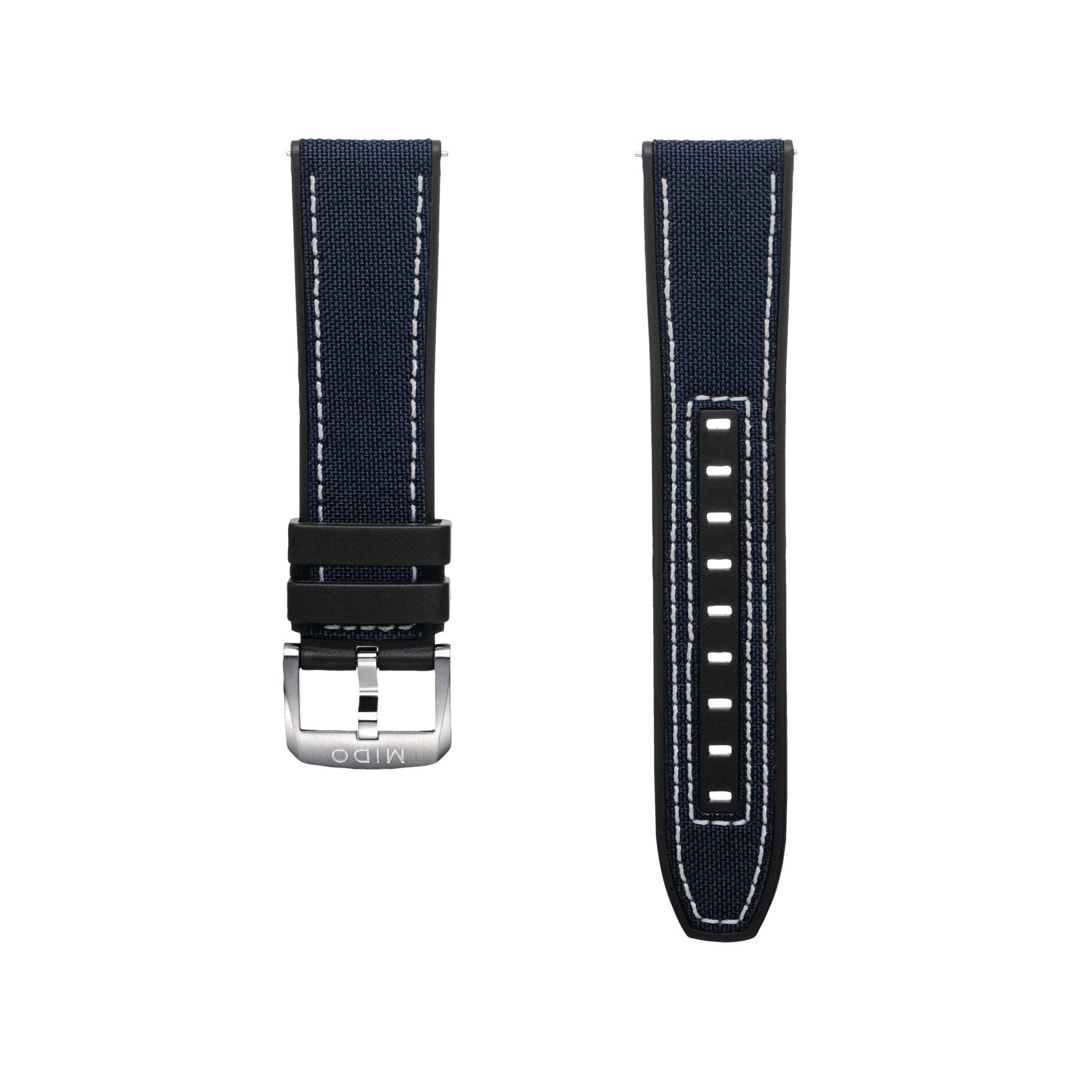 Nato Strap Seiko Textilarmband Mido Blue Rubber And Fabric Strap 22 Mm