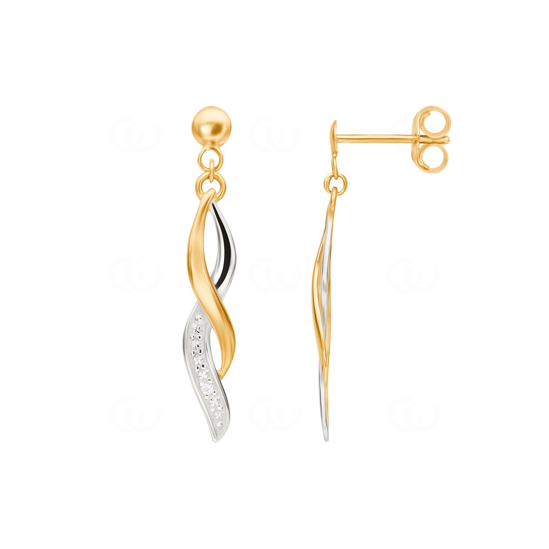 Boucles d'oreilles anneaux torsade avec motifs pour femme - Argent  sterling. Color: blanc