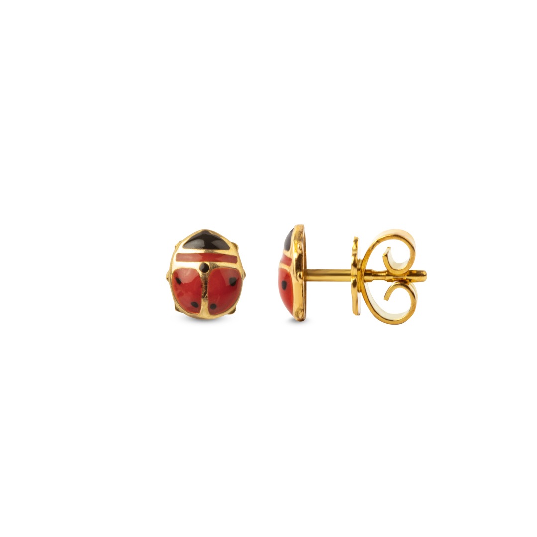 14K SOLID Gold Marienkäfer Ohrringe, Ohrstecker, Tier, Insekt