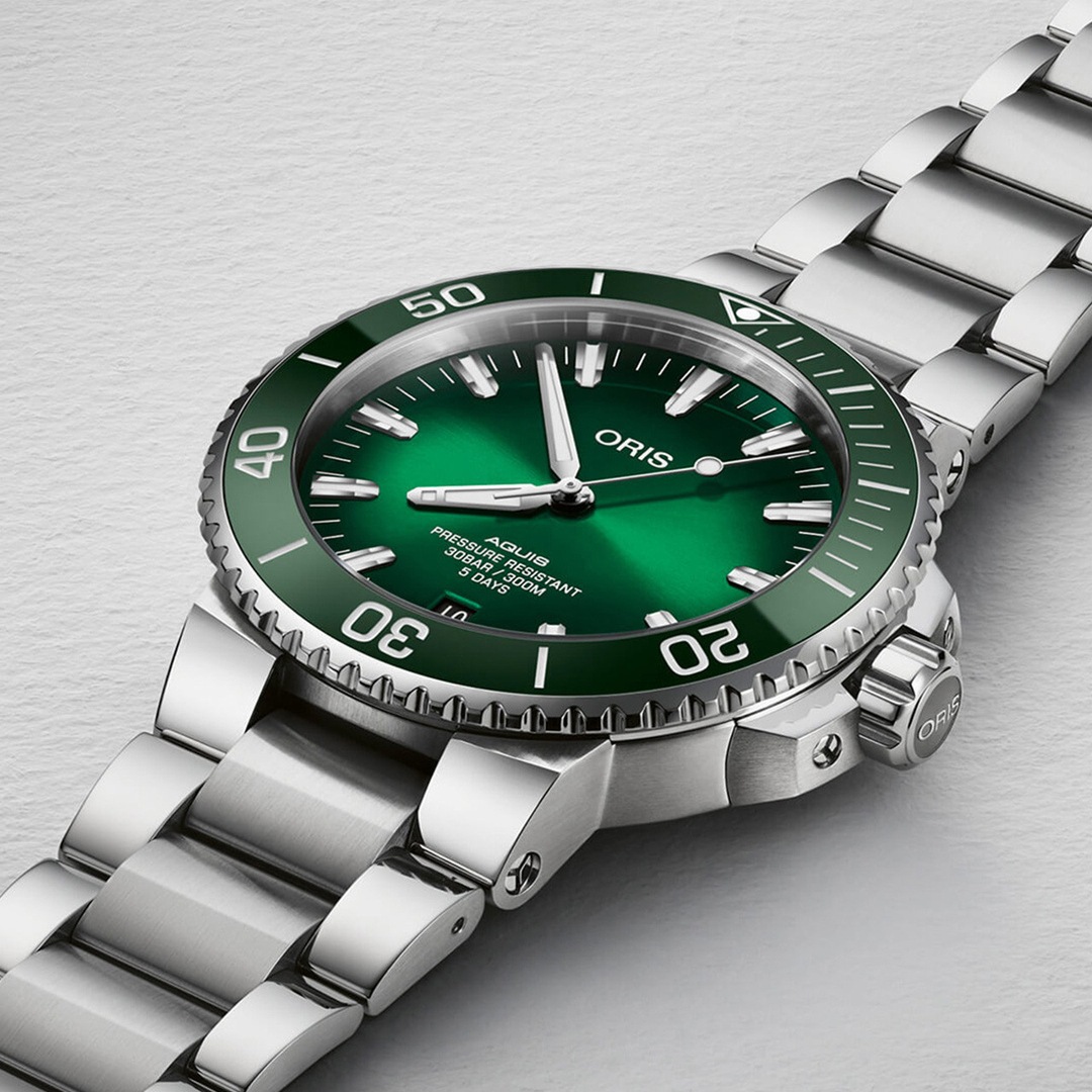 Orologio Oris Aquis Date Verde 01 733 7732 4157-07 8 21 05PEB | Sorelle Ronco