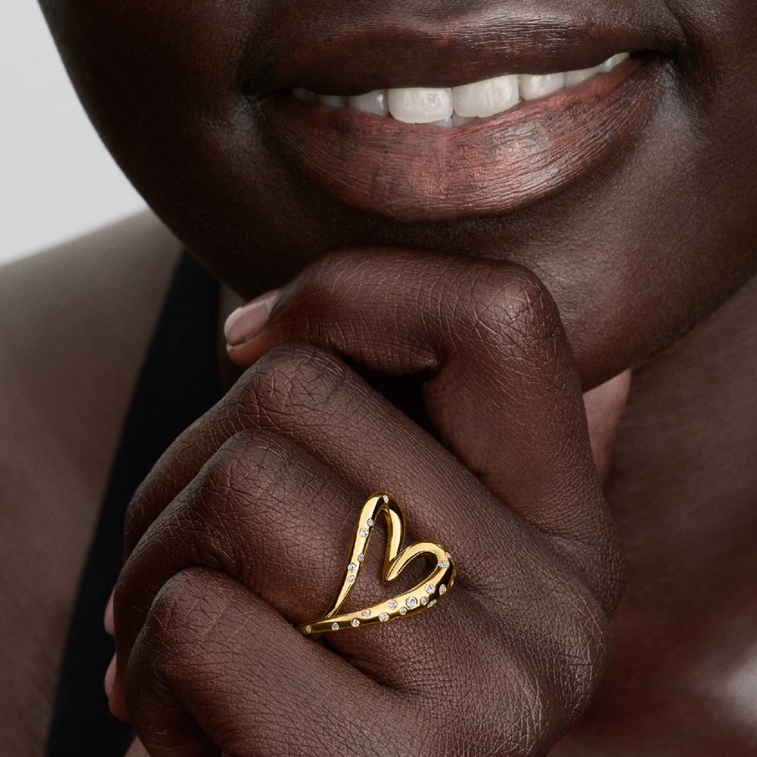 164675C01 | Pandora Gold Essence Organically Shaped Stone-Set Heart Ring