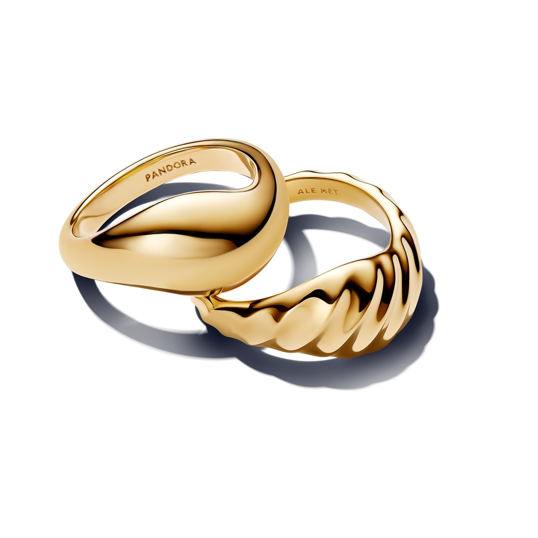 163832C00 | Pandora Gold Essence Rippled Stacking Rings