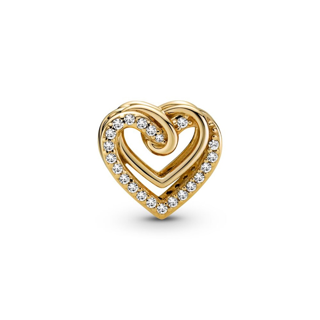 769270C01 Pandora Gold Moments Sparkling Entwined Hearts Charm