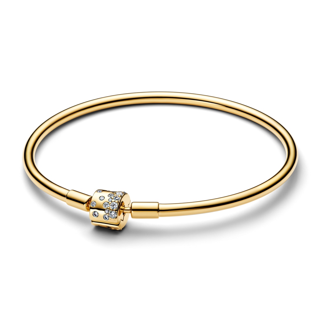 Pandora Gold Moments Sparkling Barrel Clasp Bangle