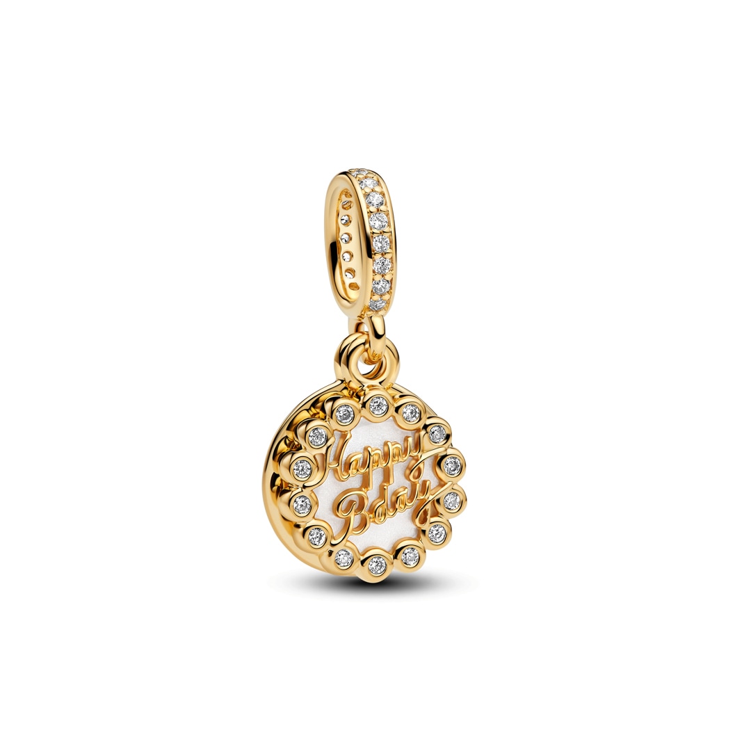 763787C01 Pandora Gold Moments Happy Birthday Cake Dangle Charm