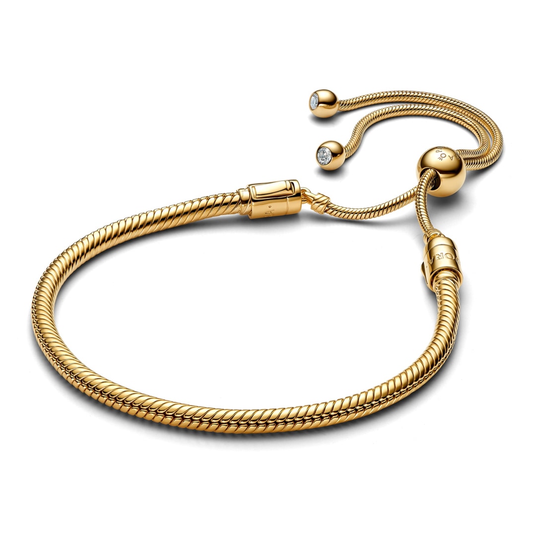 563580C01 2 Pandora Gold Moments Snake Chain Slider Bracelet