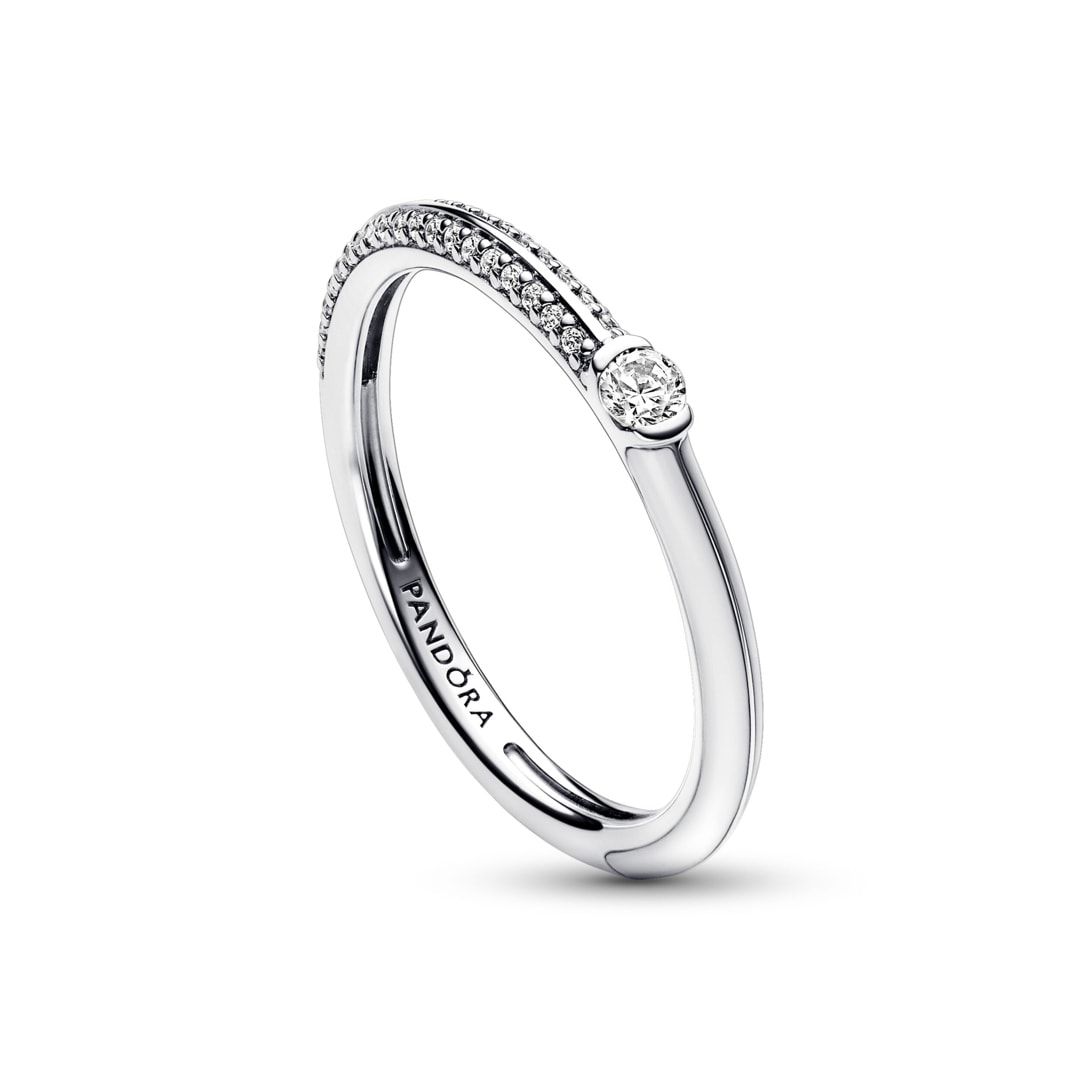 Pandora ME Pavé & Weisser Doppelring 925 Silber