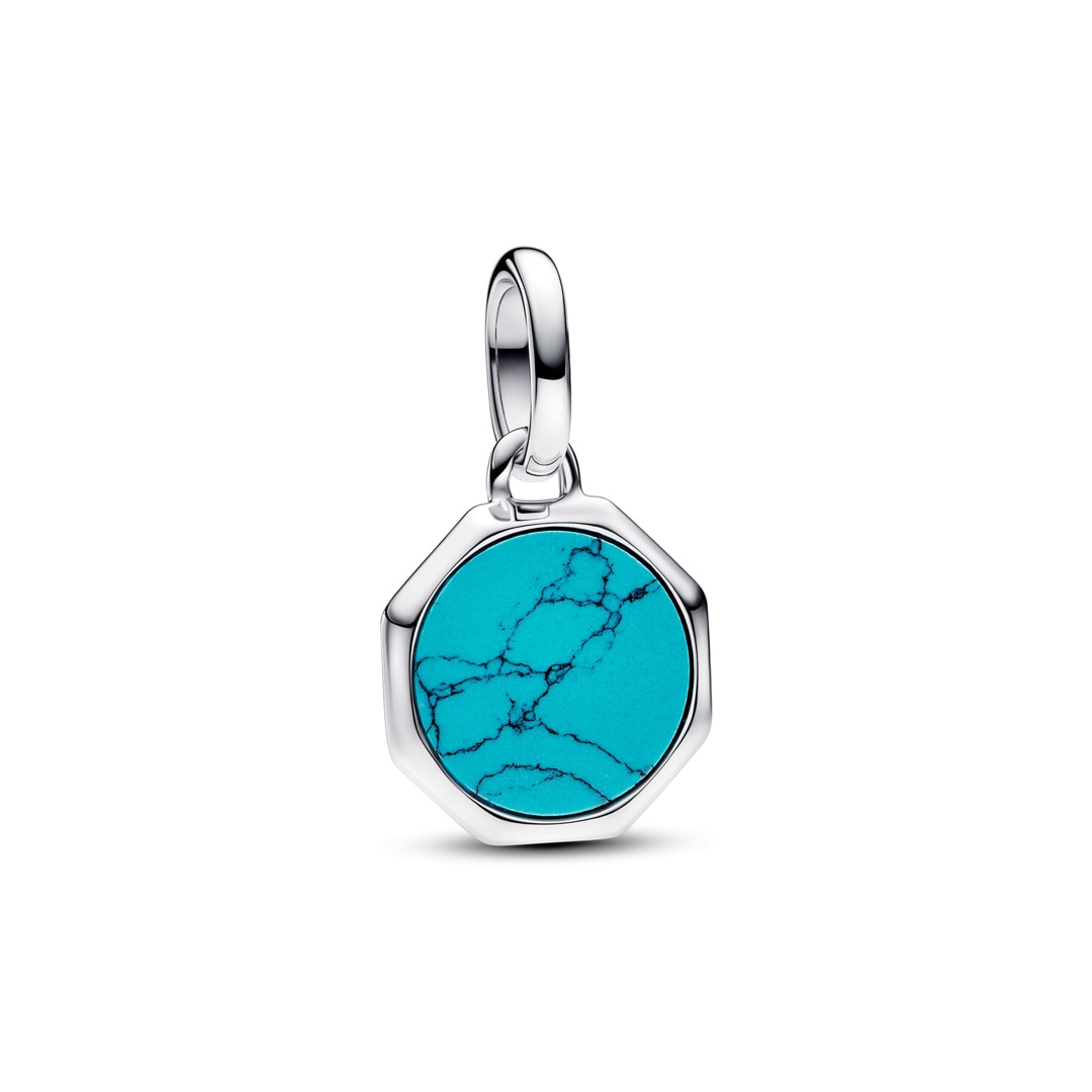 793388C01 Pandora ME Turquoise colored Engravable Mini Medallion Charm 925 Silver