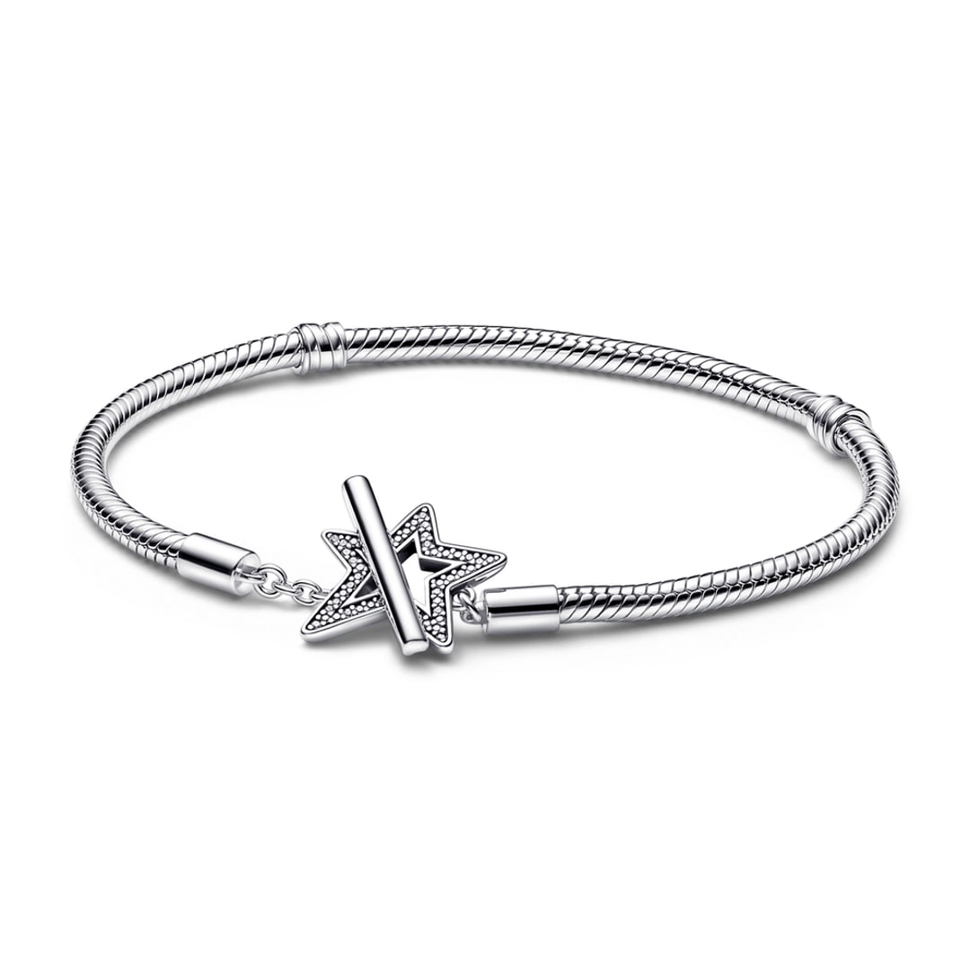 Pandora Moments Asymmetric Star T-bar Snake Chain Bracelet ladies jewellery  592357C01