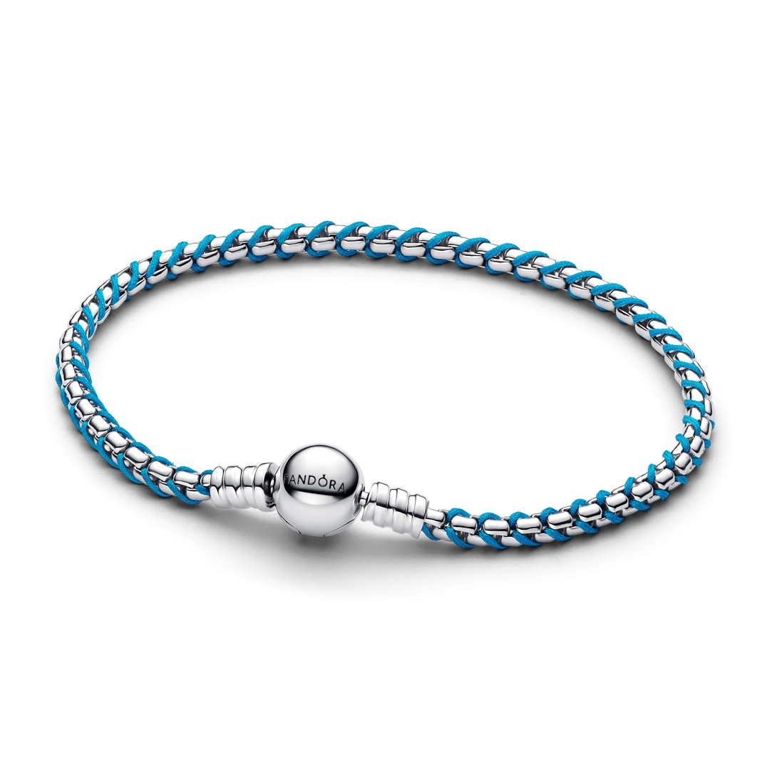 593816C01 Pandora Moments Blue Cord Snake Chain Bracelet 925 Silver