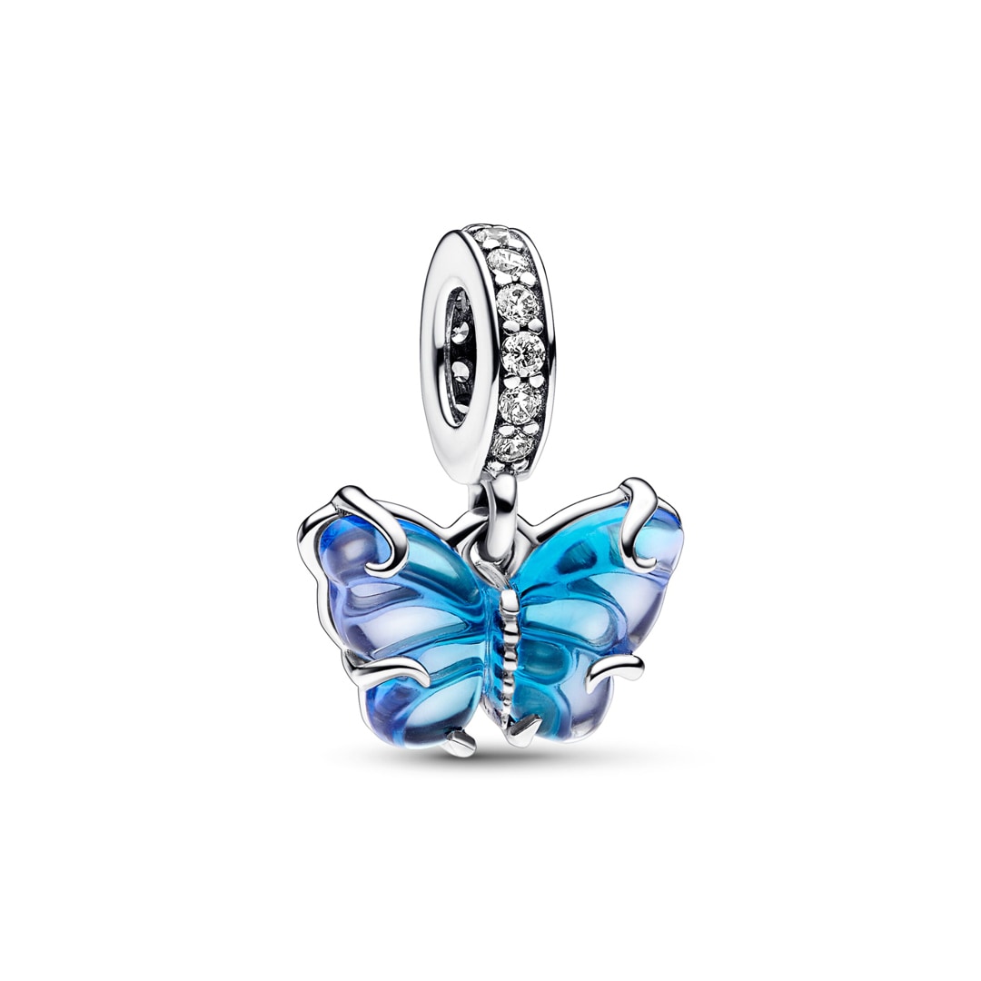 792698C01 Pandora Moments Blue Murano Glass Butterfly Dangle Charm
