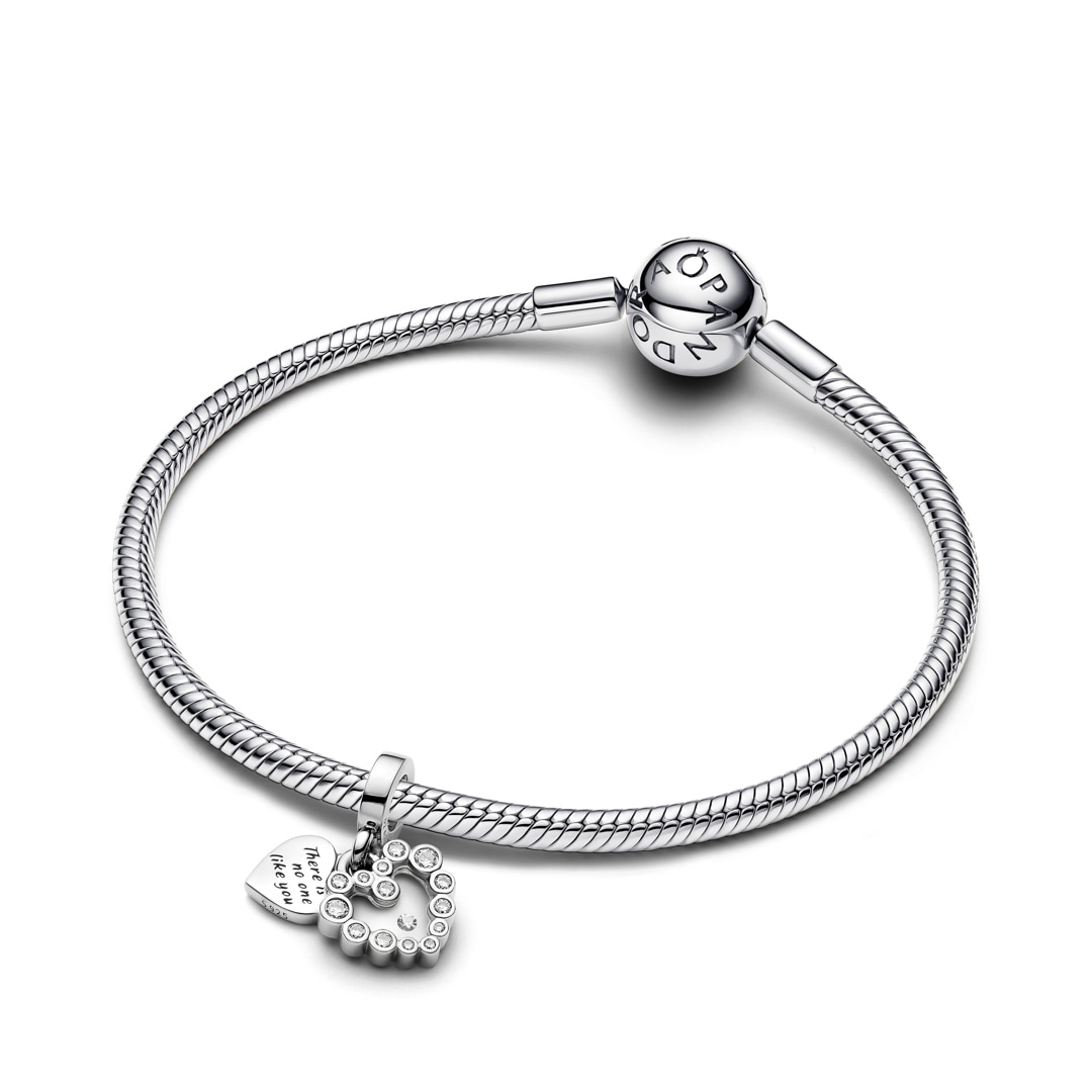 793765C01 | Pandora Moments Sparkling Heart Double Dangle Charm 925 Silver