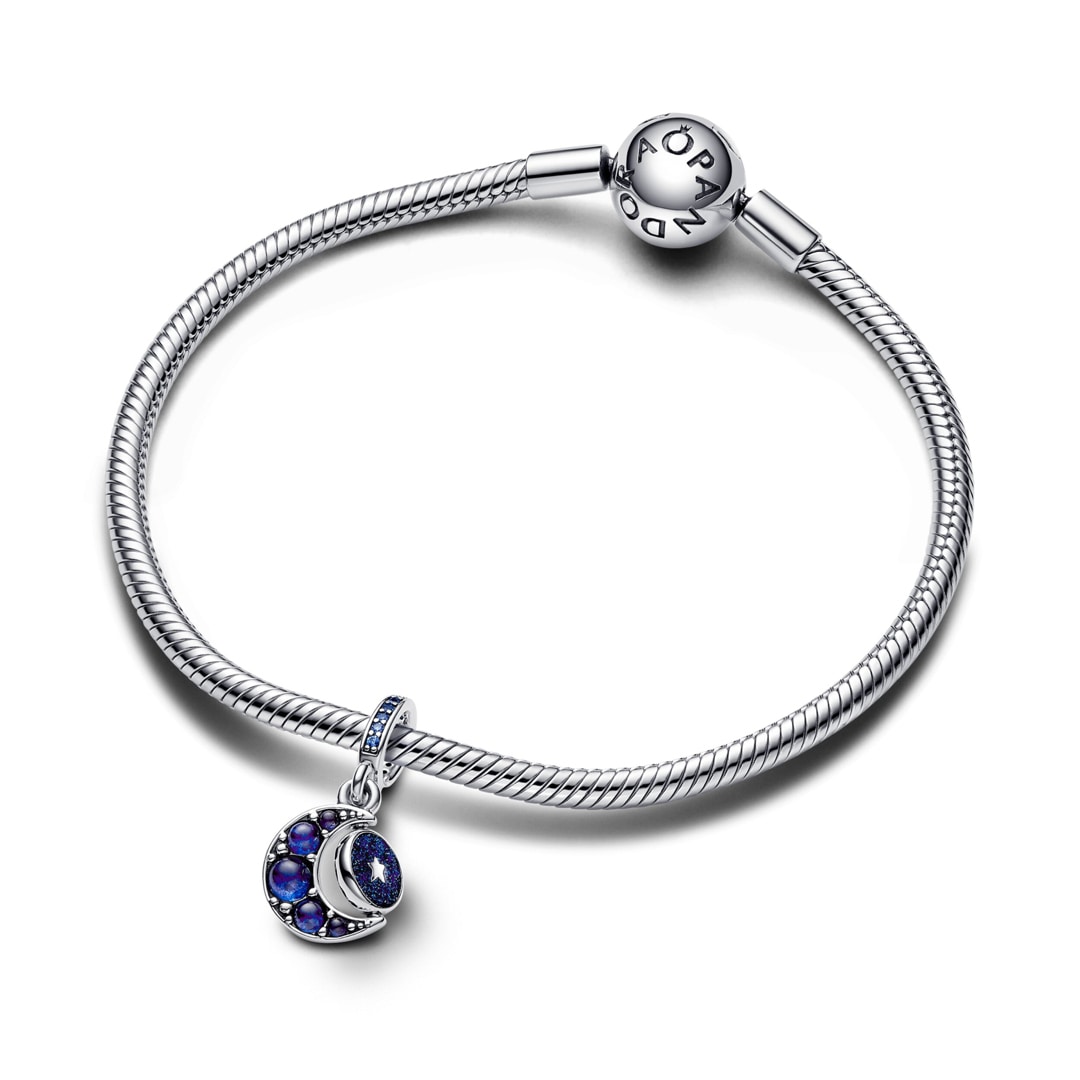 アクセサリー PANDORA moments sparkling moon bracelet Sparkling Moon Spinning Dangle Charm | Sterling silver