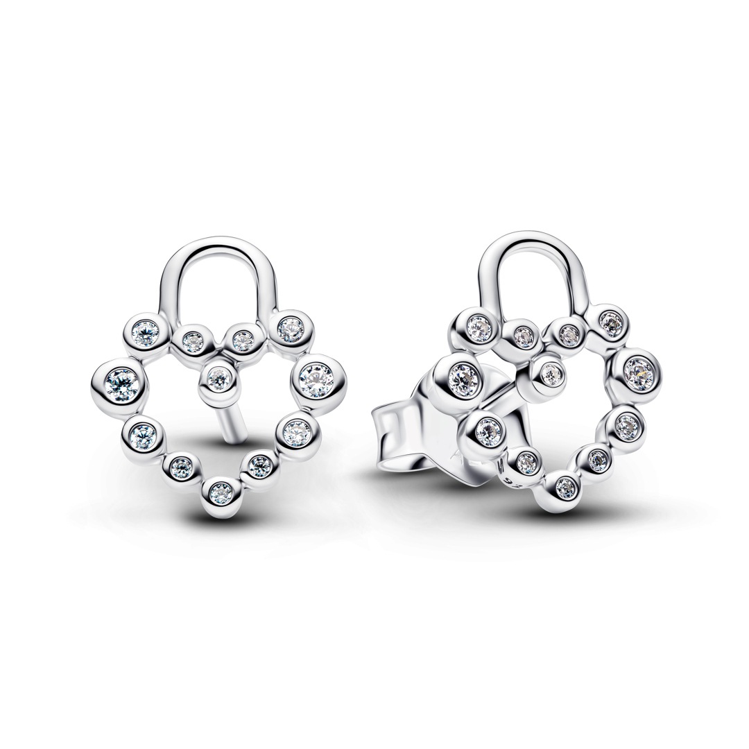 Clous d'oreilles motif floral scintillant argent rhodié