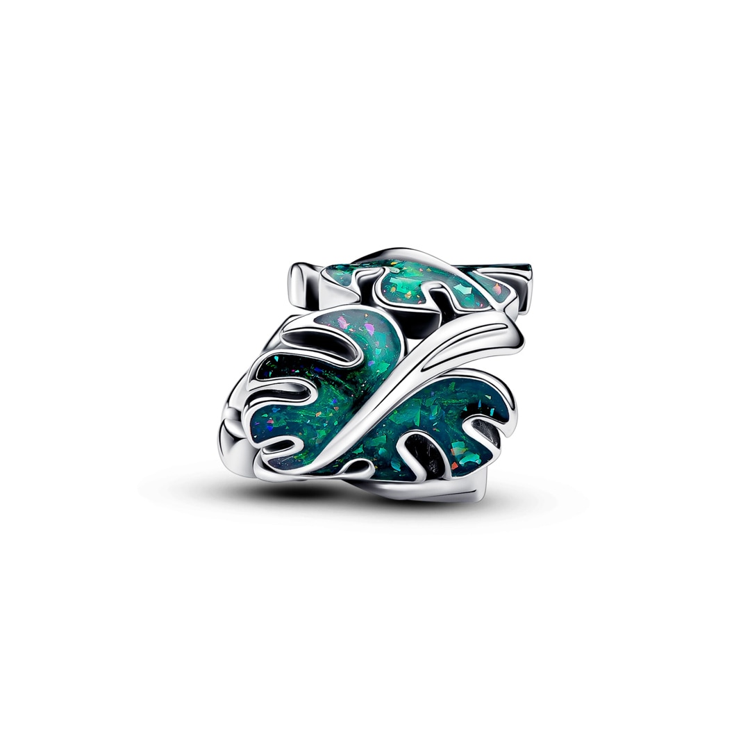 793332C01 | Pandora Moments Green Monstera Leaves Charm 925 Silver
