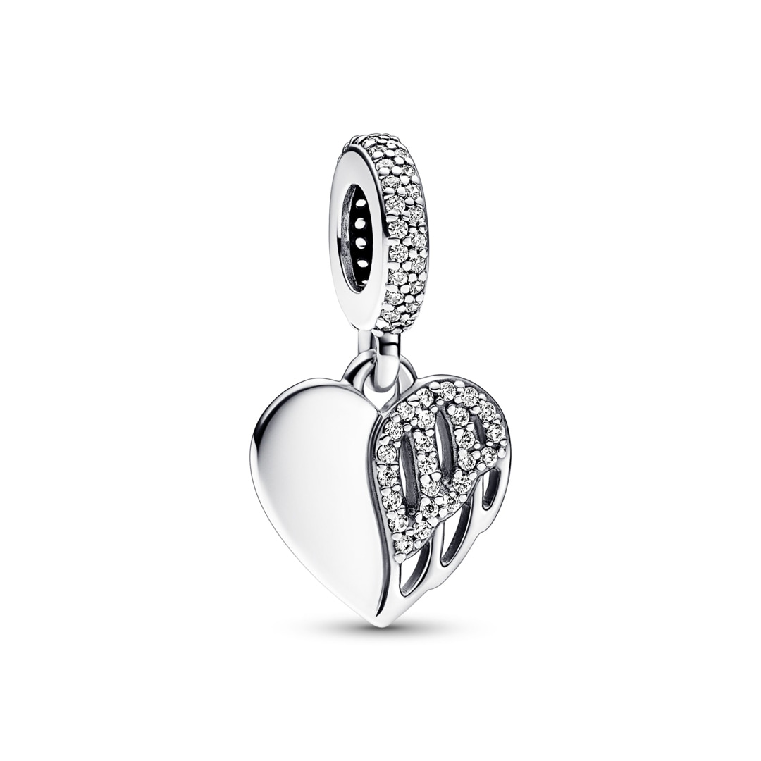 Angel Wing & Shell Pearl Dangle Charm - 925 Sterling Silver Bead For DIY Bracelets & Necklaces