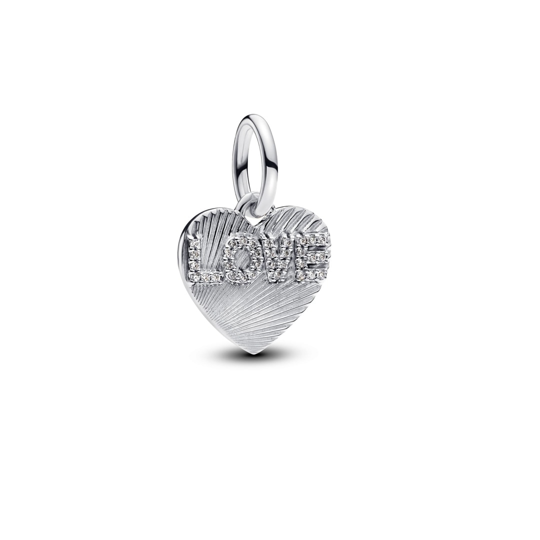 793604C01 Pandora Moments Love Heart Dangle Charm 925 Silver