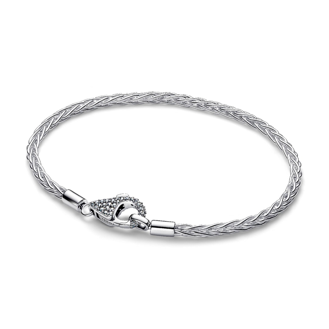 594462C01 | Pandora Moments Pavé Clasp Foxtail Chain Charm Bracelet 925 ...