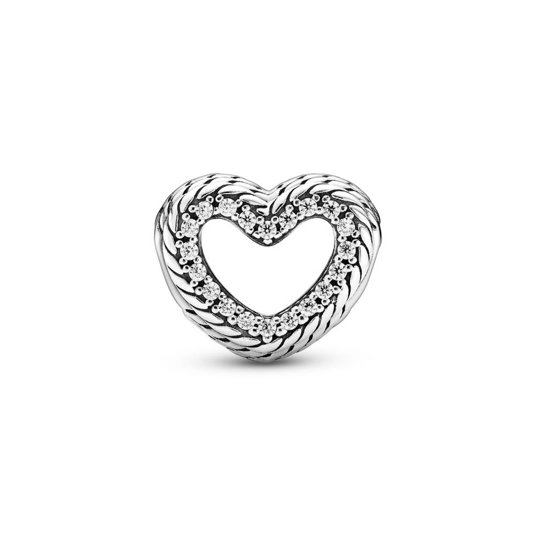 799100C01 | Pandora Moments Snake Link Pattern Open Heart Charm