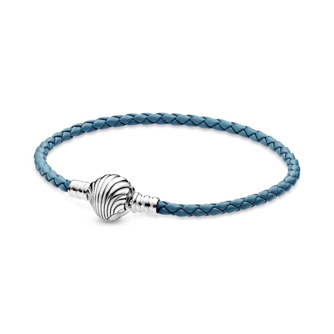 598951C01 | Pandora Moments Seashell Clasp Turquoise Braided Leather ...