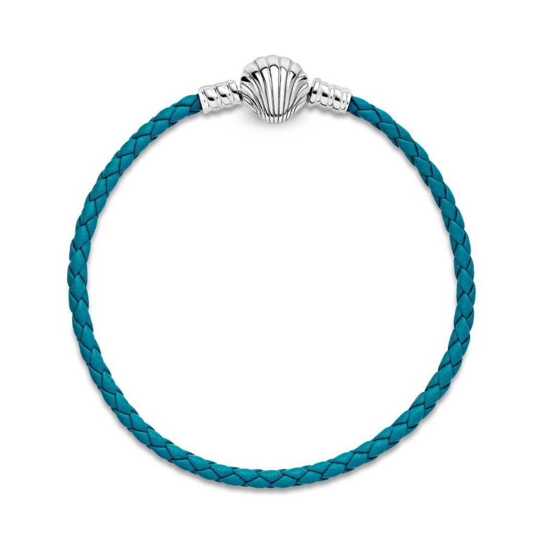 Pandora Moments Türkisfarbenes geflochtenes Lederarmband mit ...