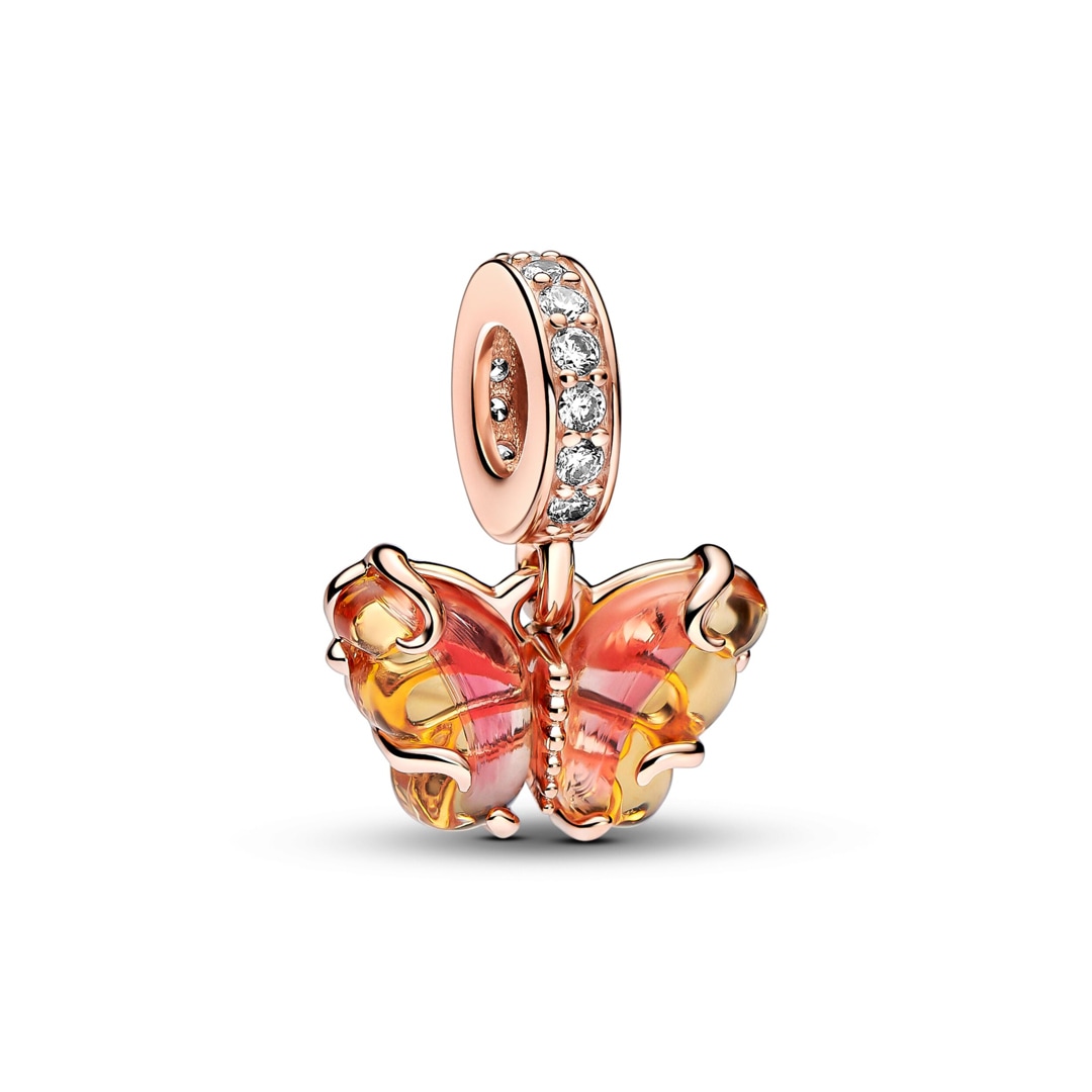 782698C01 Pandora Rose Moments Pink Yellow Murano Glass